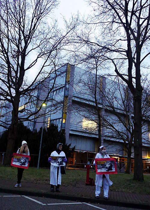 © www.mutbuergerdokus.de: Mahnwache vor dem Tierversuchslabor der Universität Düsseldorf