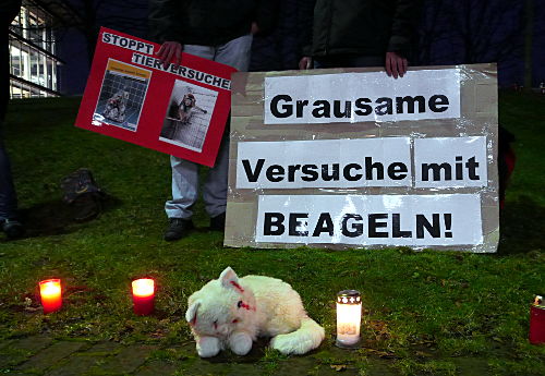 © www.mutbuergerdokus.de: Mahnwache vor dem Tierversuchslabor der Universität Düsseldorf