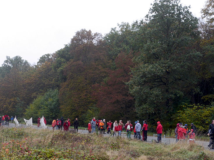 © www.mutbuergerdokus.de: 'Führung Hambacher Forst mit Aktion Rote Linie A4'