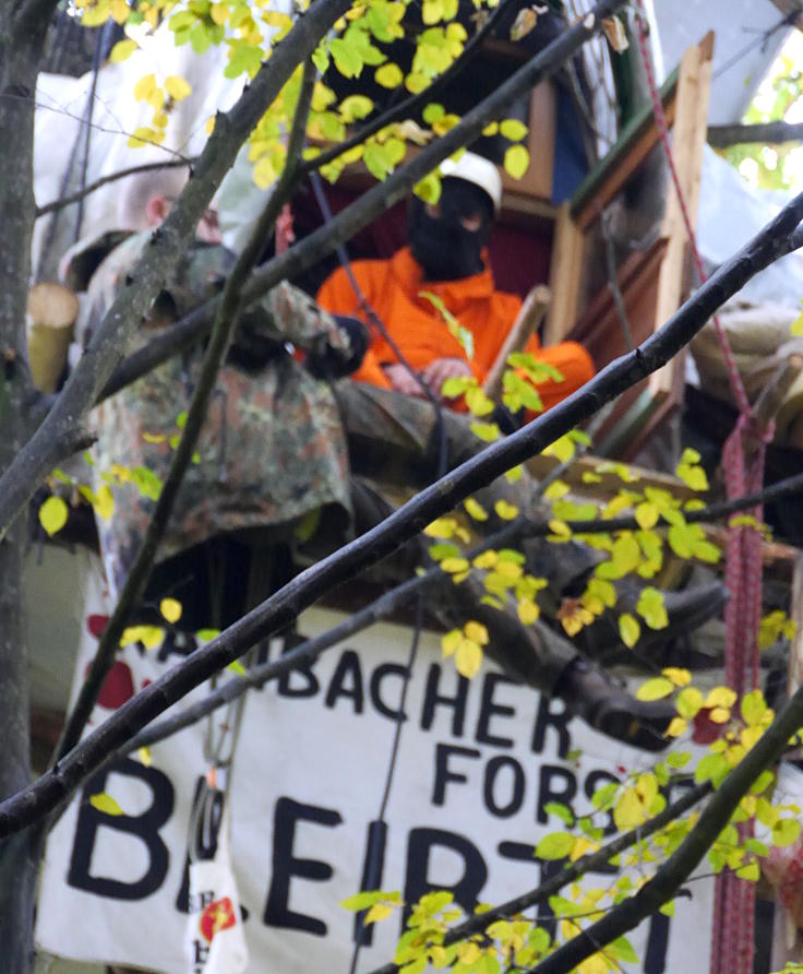 © www.mutbuergerdokus.de: 'Führung Hambacher Forst mit Aktion Rote Linie A4'