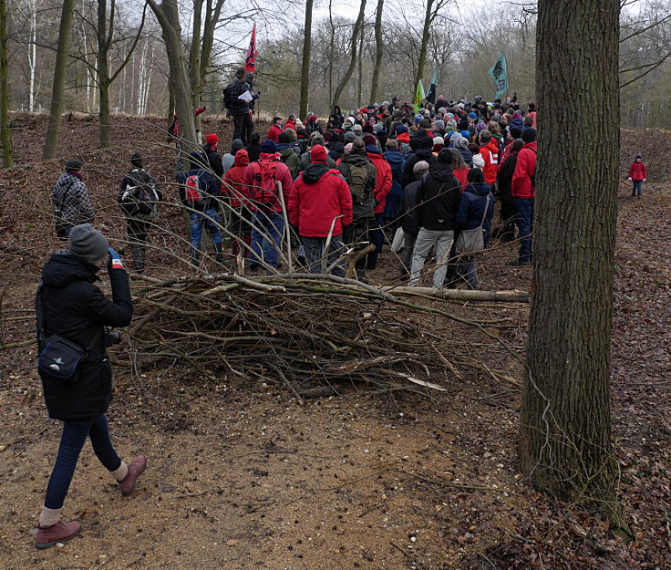 © www.mutbuergerdokus.de: Aktion 'Rote Karte für RWE' - monatliche Waldführung im Hambacher Forst