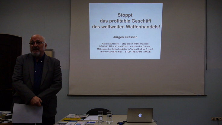 © www.mutbuergerdokus.de: Vortrag und Diskussion mit Jürgen Grässlin: 'Stoppt das profitable Geschäft mit dem Waffenhandel!'