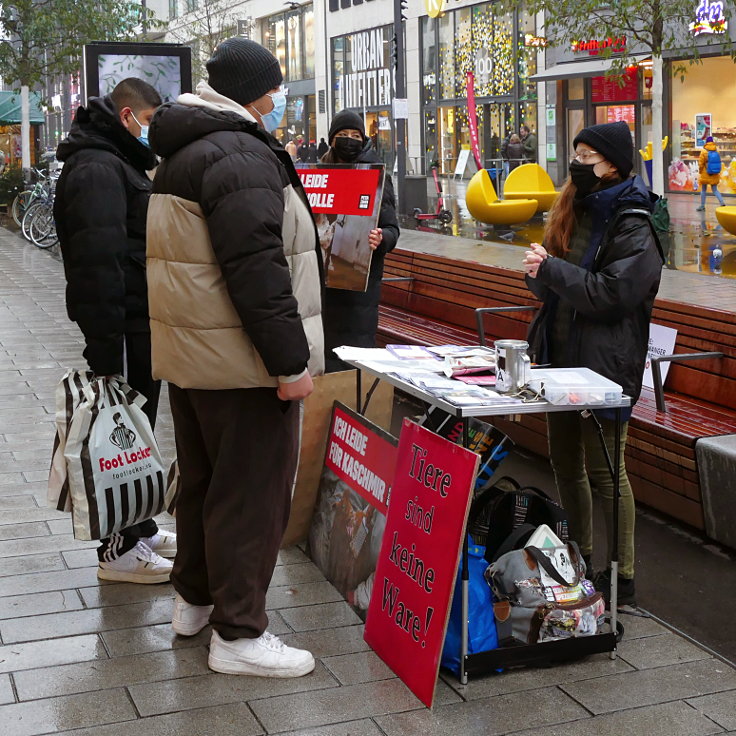 © www.mutbuergerdokus.de: ARiWa Düsseldorf-Neuss: 'Mahnwache für eine tierleidfreie Winter- und Weihnachtszeit'