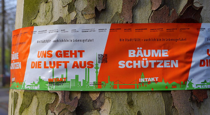 Banner: 'Uns geht die Luft aus - Bäume schützen'