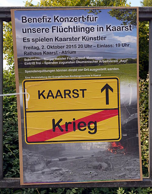 Plakat: 'Benefiz Konzert für unsere Flüchtlinge in Kaarst'