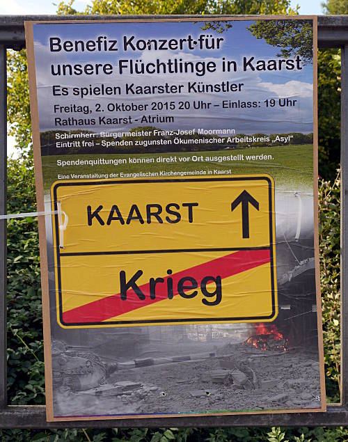 Plakat: 'Benefiz Konzert für unsere Flüchtlinge in Kaarst'