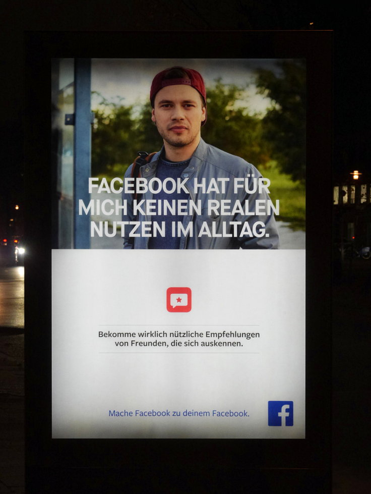 Werbeplakat: 'Facebook hat für mich keinen realen Nutzen im Alltag.'
