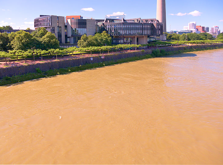 Rein-Hochwasser am Landtag NRW 2024