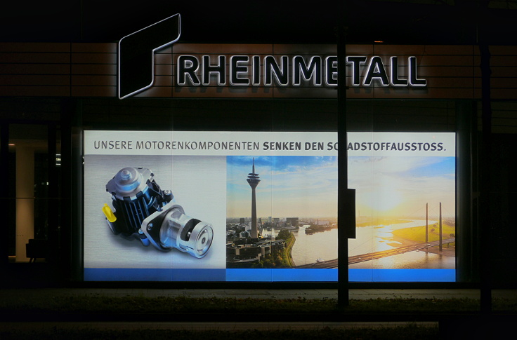 Werbeplakat: 'Rheinmetall' hat die Liebe zur Umwelt entdeckt (2019)