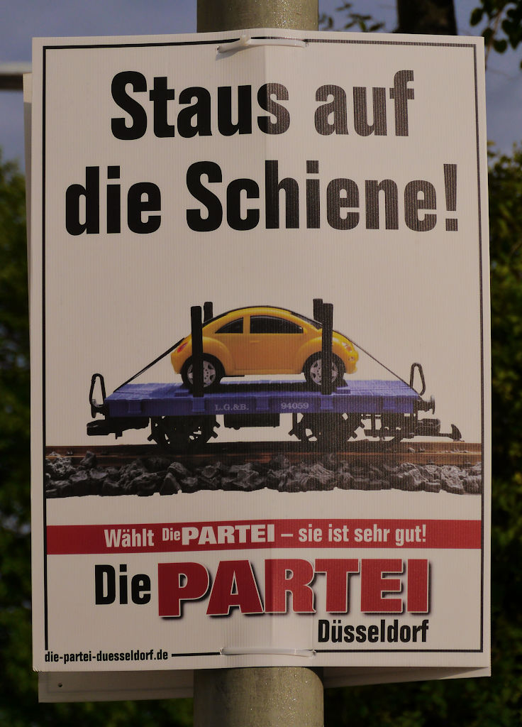 Wahlplakat Die Partei 'Staus auf die Schiene' (2022)